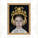 Ver imagem 1 de Quadro Moldura Dourada Menina com Fone Ouvido 24x18cm:com Acetato