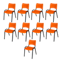 Ver imagem 2 de Kit 9 Cadeiras Iso Fixa Empilhável Escola Igreja Salão:laranja