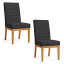 Ver imagem 1 de Kit 2 Cadeiras de Jantar Solana Suede Preto Base de Madeira - Pallazio