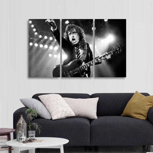 Quadro decorativo Rock Ac Dc Banda Preto e Branco | MadeiraMadeira