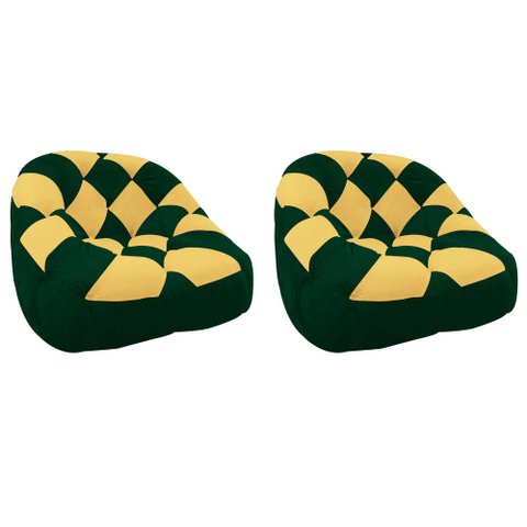 Kit 02 Poltrona Paloma Escritório Sala Pé Plástico Suede Verde e Suede Mostarda - Dominic Decor