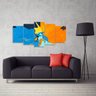 Quadro decorativo Abstrato Azul e Laranja Para Sala Hall 125 - 4
