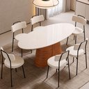 Ver imagem 3 de Mesa de Jantar 8 Lugares Orgânica Elipse Tampo com Vidro 218cm Degas D05 Freijó Off White - Lyam
