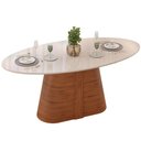 Ver mais imagens de Mesa de Jantar 8 Lugares Orgânica Elipse Tampo com Vidro 218cm Degas D05 Freijó Off White - Lyam