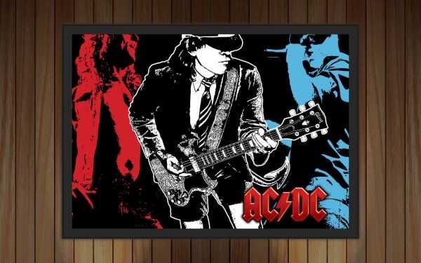 Quadro Decorativo Banda Rock ACDC Com Moldura Salas Quarto B ...