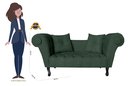 Ver imagem 4 de Recamier Decorativo Divã Dubai Suede Verde Pés Madeira Ms Decor