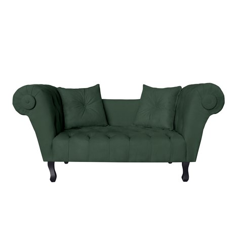 Recamier Decorativo Divã Dubai Suede Verde Pés Madeira Ms Decor