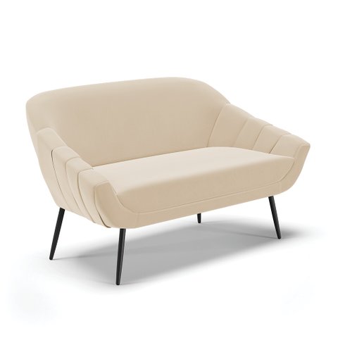 Namoradeira Giovana 02 Lugares Suede Pés Palito de Ferro - D’Rossi - Bege