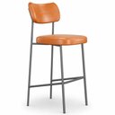 Ver imagem 1 de Kit 2 Banquetas Alta Sala de Jantar Lisa Pés Preto PU Caramelo m² - Monari Design