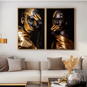 Ver imagem 2 de Quadro Decorativo Duo Negras Maquiagem Dourada