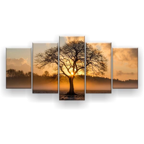 Quadro Decorativo Árvore No Deserto 129x61 5 Peças - 1
