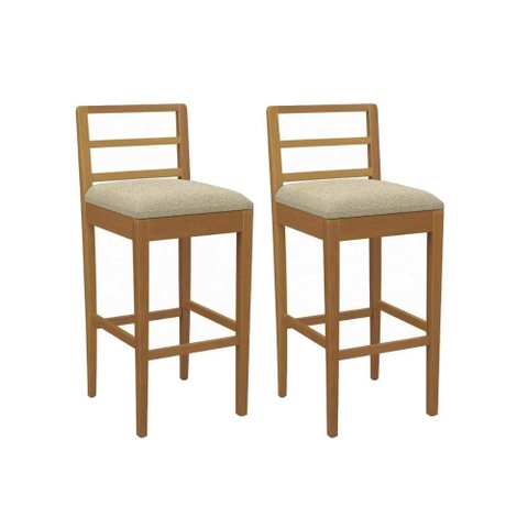 Banqueta Sala de Jantar Sofia 1bmm006ca Premium Madeira Maciça Kit 2 Un Carvalho/boucle Bege -