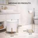 Ver imagem 2 de Kit Lixeira Branca e Dourado 6L Porta Papel Dourado Banheiro