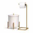 Ver imagem 1 de Kit Lixeira Branca e Dourado 6l Porta Papel Dourado Banheiro