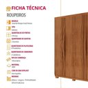 Ver imagem 6 de Guarda Roupa Solteiro Dunas 4 Portas e 2 Gavetas Mdf Moderna Naturalle
