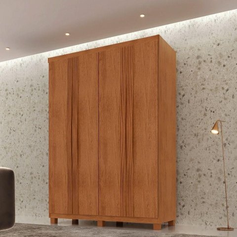 Guarda Roupa Solteiro Dunas 4 Portas e 2 Gavetas Mdf Moderna Naturalle