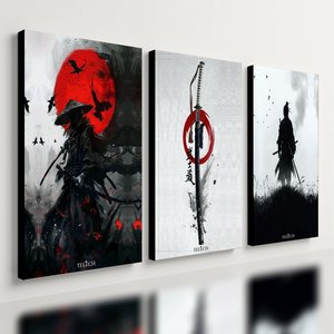 Kit 3 Quadro Decorativo Samurai Arte Japonesa Ninja Katana 28x20cm