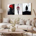 Ver imagem 3 de Kit 3 Quadro Decorativo Samurai Arte Japonesa Ninja Katana 28x20cm