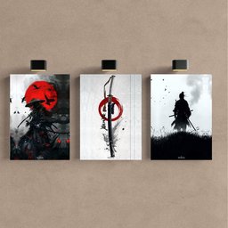 Kit 3 Quadro Decorativo Samurai Arte Japonesa Ninja Katana 28x20cm - 2