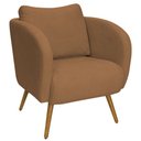Ver imagem 1 de Poltrona Decorativa Dana Pés Palito Madeira Castanho Bouclé Terracota - Nexta Casa