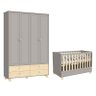 Jogo de Quarto Infantil com Berço Americano e Guarda Roupa 4 Portas Rope Cinza/Natural - Matic Móvei - 1