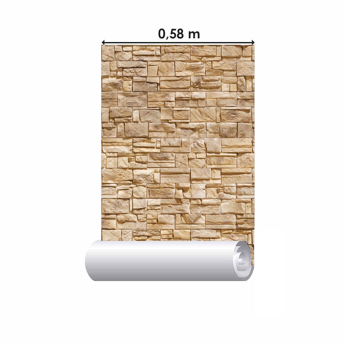 Papel de Parede Adesivo Pedras Bege NP084 Rolo 0,58x3M - 5