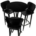 Ver imagem 1 de Cj Mesa Madeira 60cm - Bistô Fixa 98cm + 3 Banquetas 73 - Preta - Liso