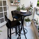 Ver imagem 2 de Cj Mesa Madeira 60cm - Bistô Fixa 98cm + 3 Banquetas 73 - Preta - Liso