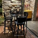 Ver imagem 3 de Cj Mesa Madeira 60cm - Bistô Fixa 98cm + 3 Banquetas 73 - Preta - Liso