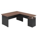 Ver imagem 2 de Escrivaninha em L Aster Japao 4 Gavetas MDP 196cm Noce Preto Casah