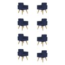 Ver imagem 1 de Kit 8 Cadeiras Poltronas Decorativas Escritório Recepção Cor:Azul-Marinho