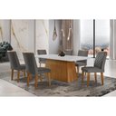Ver imagem 1 de Sala de Jantar Completa Luna C/ Tampo de Vidro Canto Curvo 180x90cm e 6 Cadeiras Jade Imbuia/off