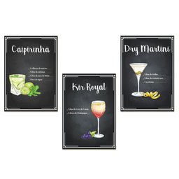 Kit 10 Placas Mdf Decoração Drinks e Coquetéis 28,7x22 Be1 - 7