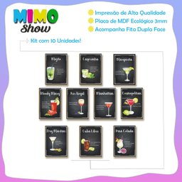 Kit 10 Placas Mdf Decoração Drinks e Coquetéis 28,7x22 Be1 - 3