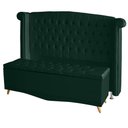 Ver imagem 1 de Kit de Quarto Cabeceira de Cama Box e Calçadeira Baú Toquio Casal 140 Cm Suede Verde do Lar Móveis