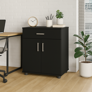 Armário Organizador para Escritório Livros Multifuncional Mell Preto