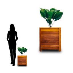 Vaso de madeira Cachepot lambril reto Cumaru Rosa 41x41x43 - 3