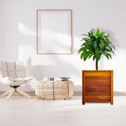 Vaso de madeira Cachepot lambril reto Cumaru Rosa 41x41x43 - 2