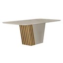 Ver imagem 1 de Mesa de Jantar Liz 1,80 com Vidro Off White Freijó Off – Leifer Móveis