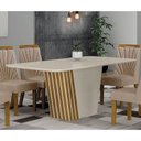 Ver imagem 3 de Mesa de Jantar Liz 1,80 com Vidro Off White Freijó Off – Leifer Móveis