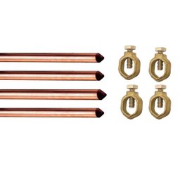 Kit 4 Haste Aterr Cobre - 1/2 X 2,0mts 10mm + 04 Conector - 1