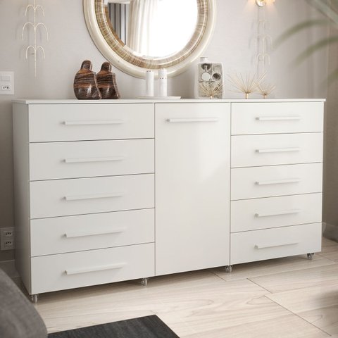 Cômoda para Quarto 10 Gavetas e 1 Porta Imperial Branco