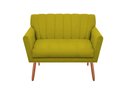 Ver imagem 1 de Namoradeira Decorativa Cecília Couro Amarelo 2 Lugares Pés Madeira Mz Decor