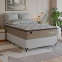 Ver imagem 1 de Cama Box Viúva + Colchão Comfort Class Pillow Top 128x188 Bege/suede Branco