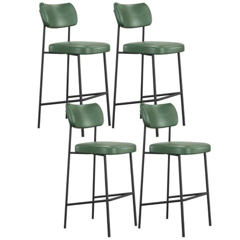 Kit 04 Banquetas Alta Bar Cozinha Sala de Jantar Preto Melina L02 Couríssimo Verde - Lyam Decor