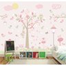 Adesivo Parede Infantil Bebê Menina Selva Corujinha Rosa M74 - 1
