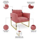 Ver imagem 5 de Sofá Namoradeira e 1 Poltrona Base Industrial Dourado Ana Suede Rosê - Ibiza