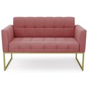 Ver mais imagens de Sofá Namoradeira e 1 Poltrona Base Industrial Dourado Ana Suede Rosê - Ibiza