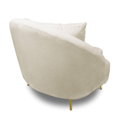 Poltrona Decorativa Orgânica Pé Ferro Dou Zaya Bouclê C05 Off White