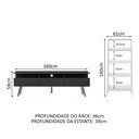 Ver imagem 2 de Rack para Tv até 65 Polegadas Madesa Londres e Estante Escada - Preto/branco